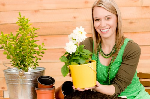 Photo showing a garden area requiring attention after a service visit